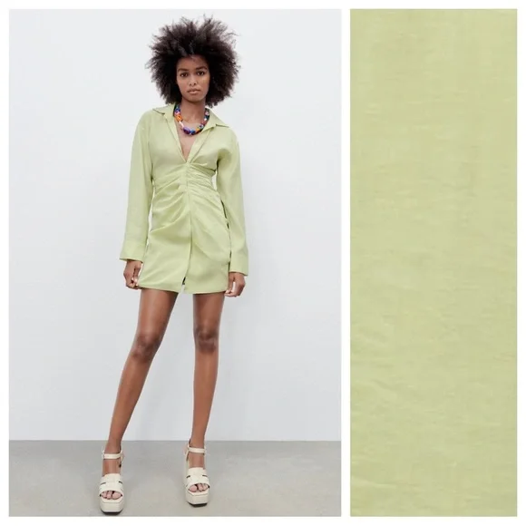 Zara | Dresses | Nwt Zara Light Green Draped Vneck Mini Dress Size L | Poshmark Zara | Dresses | Nwt Zara Light Green Draped Vneck Mini Dress Size L | Poshmark